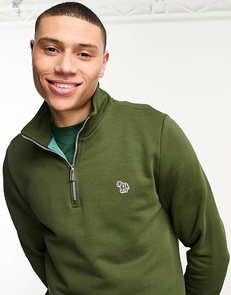 PS Paul Smith 1/4 zip sweatshirt in khaki